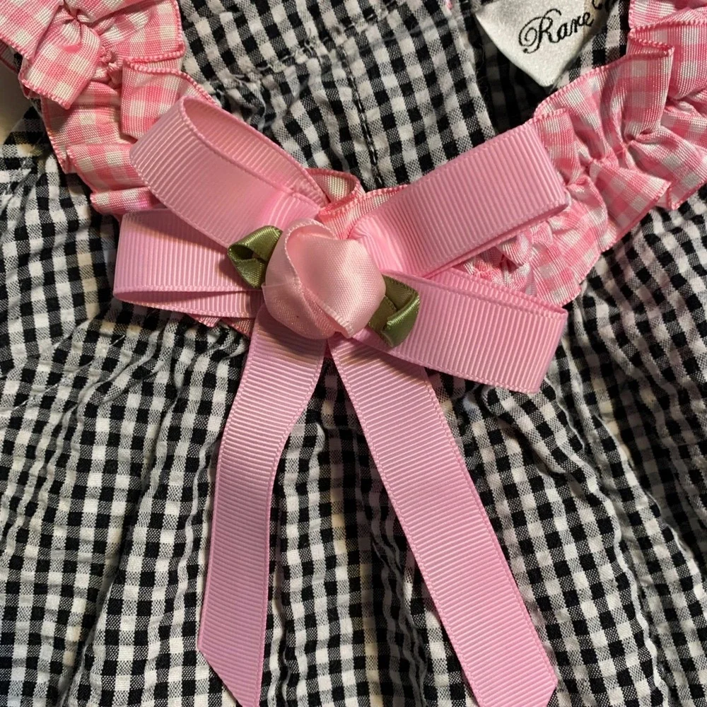 Vintage‎ Rare Editions Girls Black White Gingham Cupcake Applique Outfit Set 12M - Picture 10 of 13